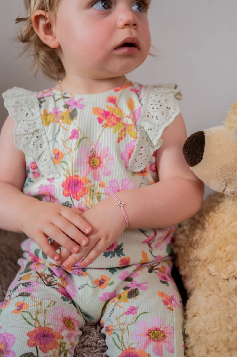 Outline Angel with Halo Baby Rose-gold 14K String Bracelet