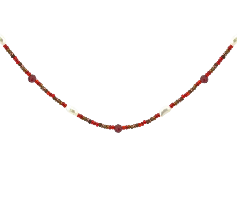 ZILIA Verona Pearl Garnet Mineral Silver 925 Necklace