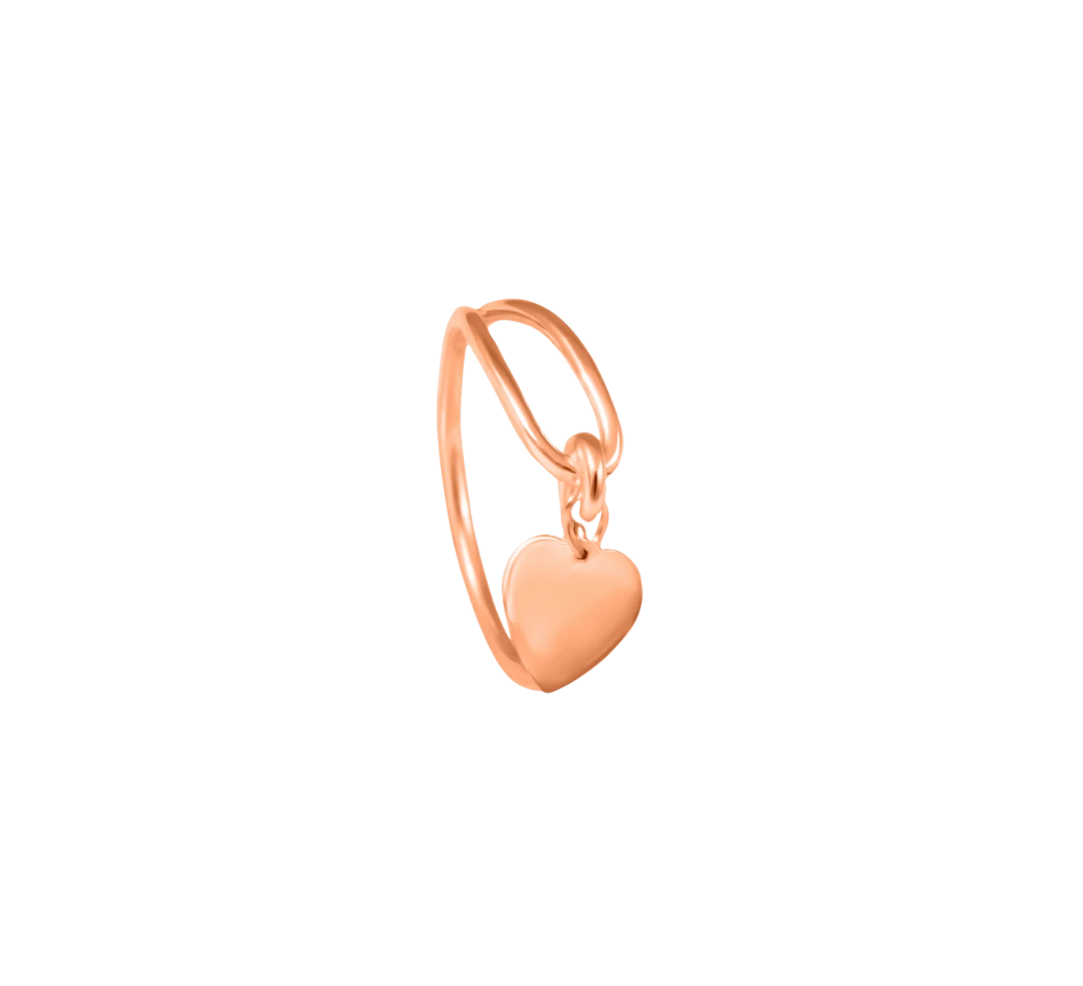 Hanging Heart Rose Gold 14k Ring