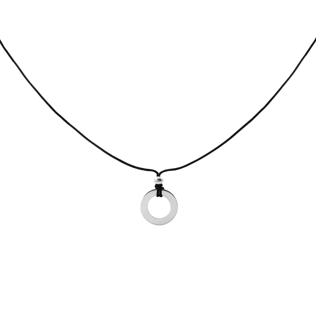 Contour Circle Disc Sterling Silver 925 Thread Necklace (Engravable)