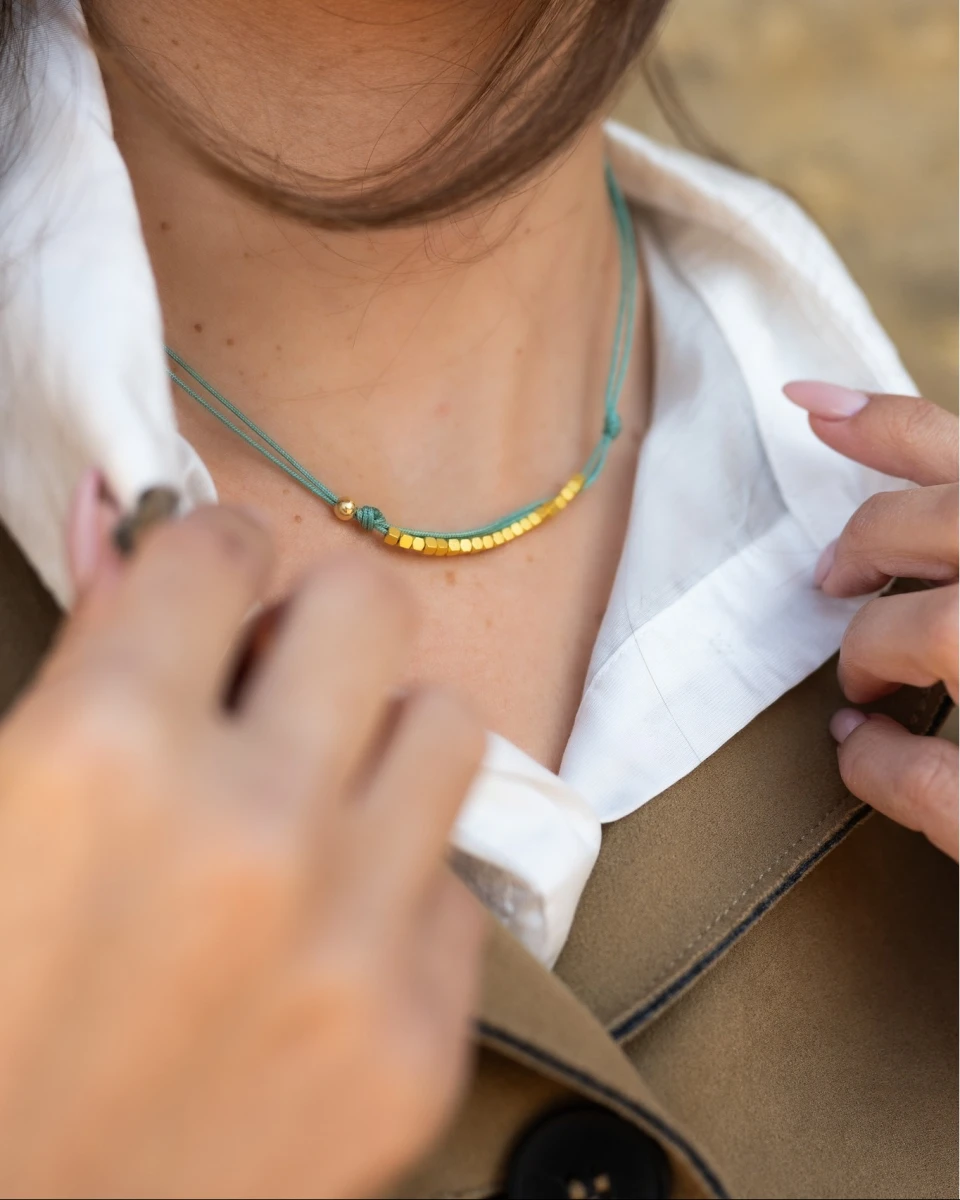 ZILIA Green & Gold Hematite Silver 925 Necklace