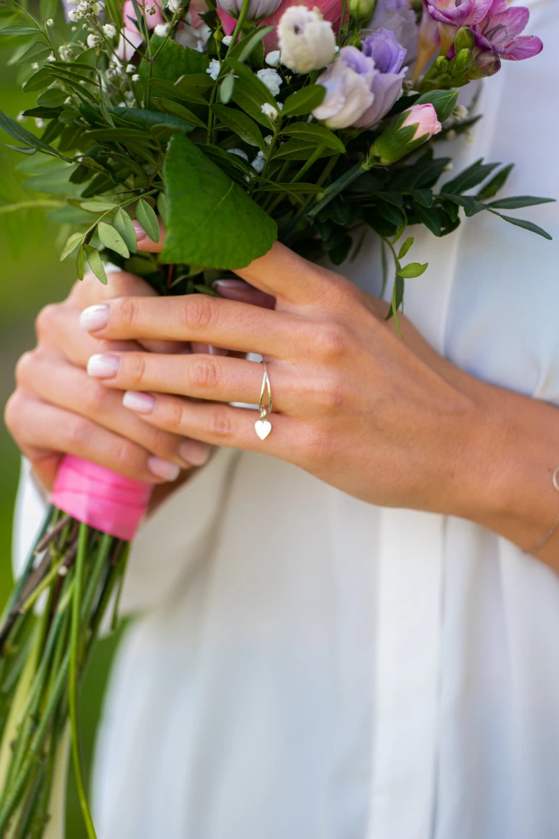 Hanging Heart Rose Gold 14k Ring
