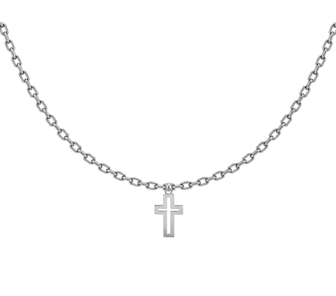 ZILIA Cross Contour Silver 925 Men’s Necklace