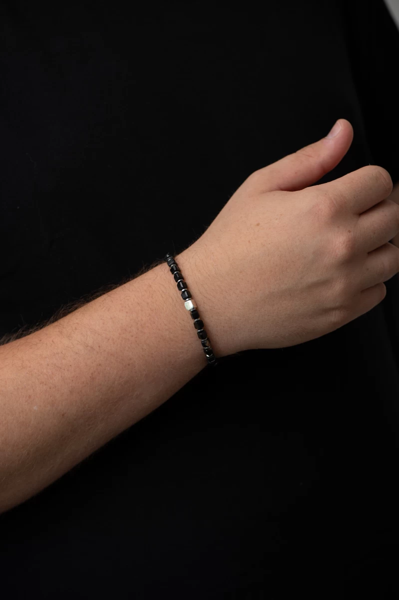 Onyx Hematite Mineral Silver 925 Bracelet