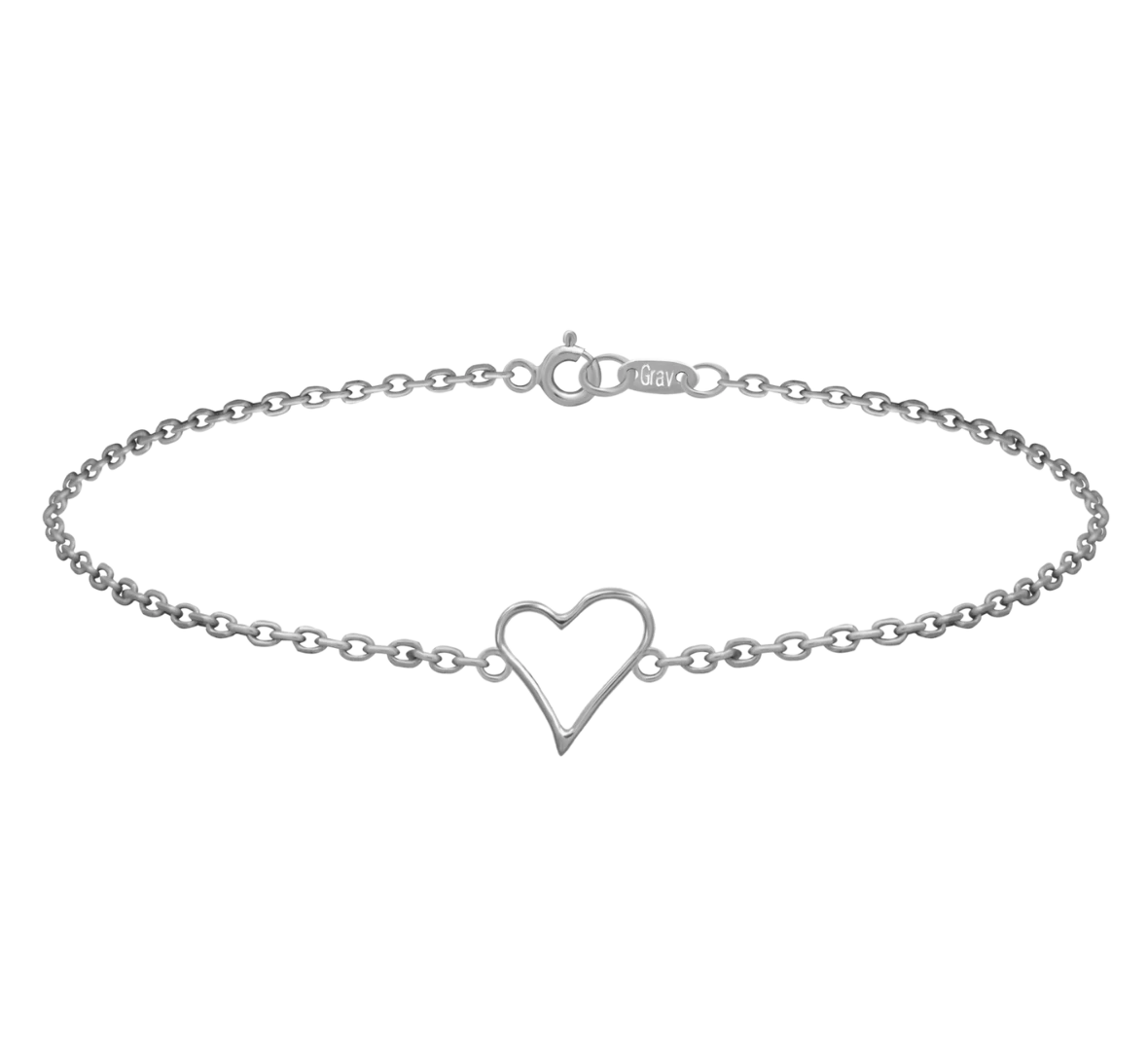 Contour Asymetric Heart Silver Bracelet