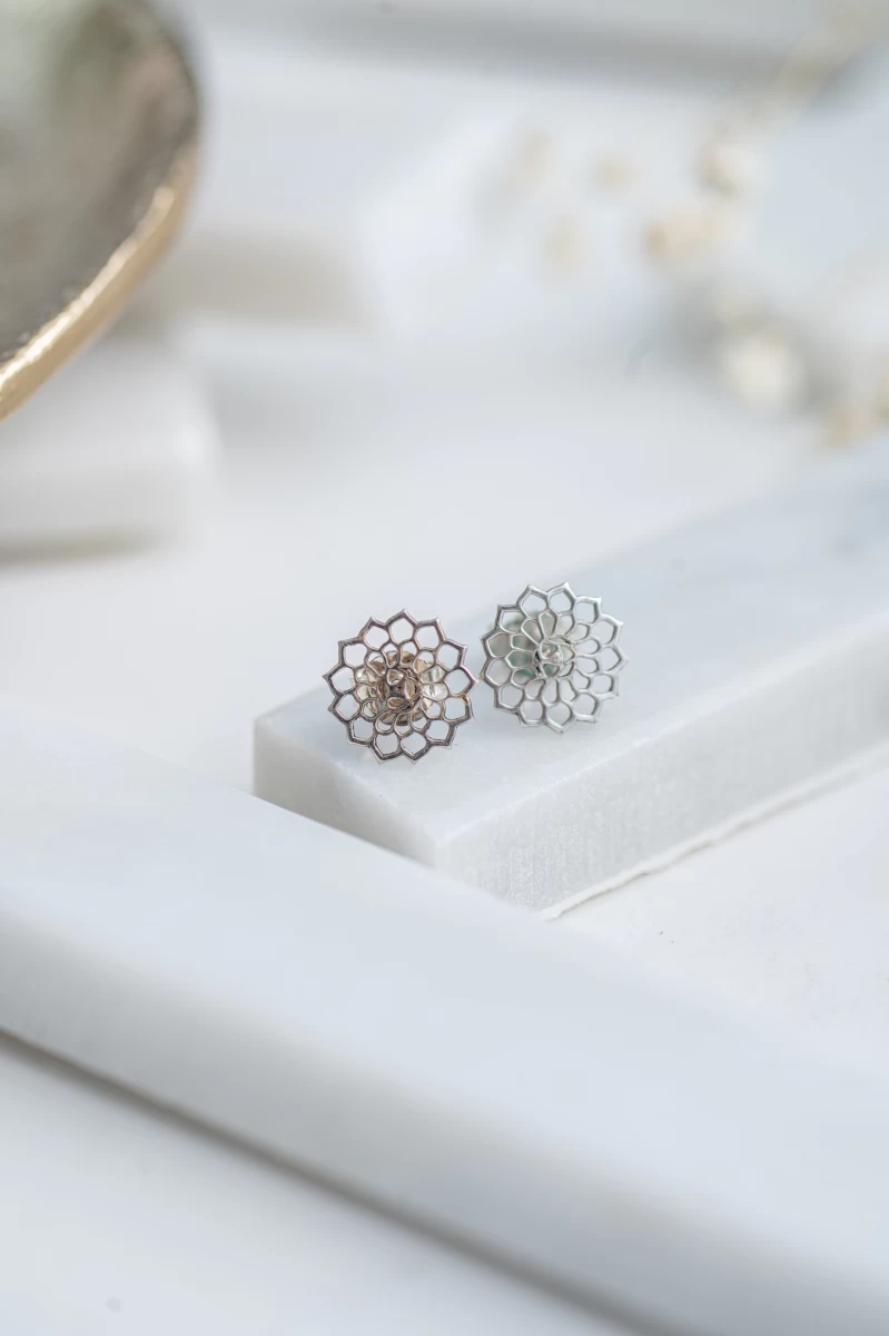 Mandala Silver Earrings