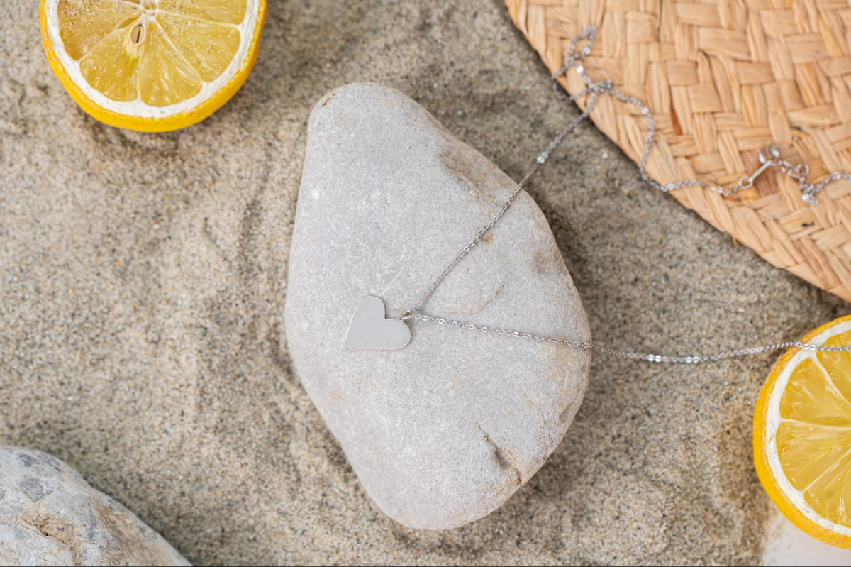 Asymetric Heart Silver Necklace