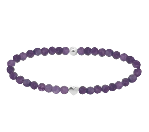 ZILIA Gemstone Amethyst Heart Silver 925 Mineral Bracelet
