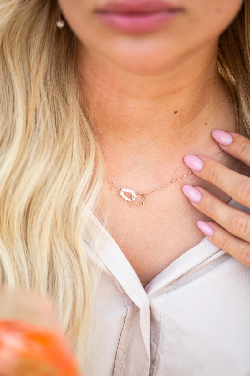 Nolita Circle and White Freshwater Pearl Rose Gold 14K Necklace