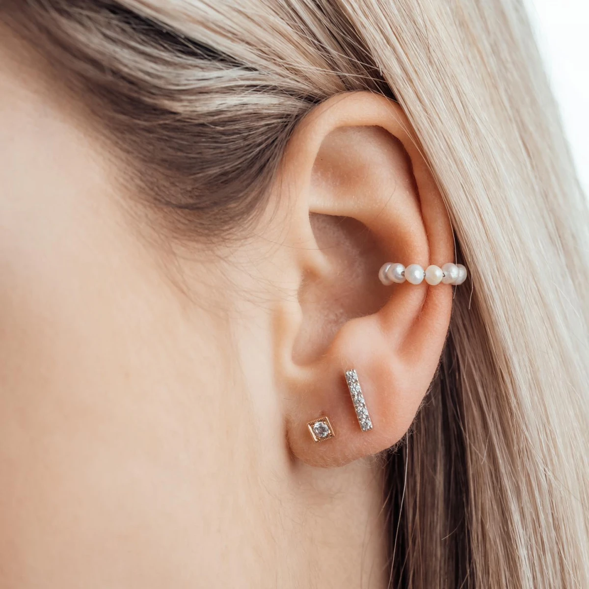 5 Zirconia Semi Precious Stone 14K-rose-gold Earrings