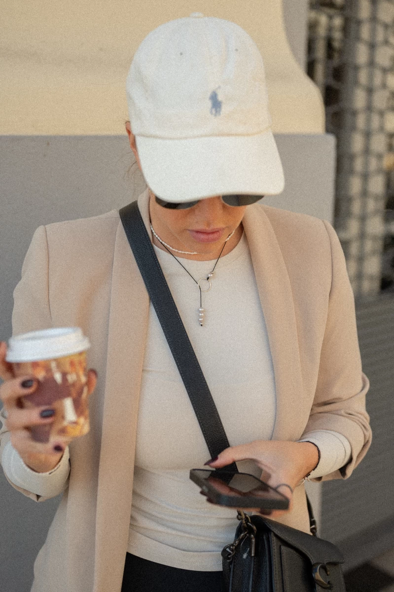 Quintessa Circle White Pearl Silver 925 Thread Necklace