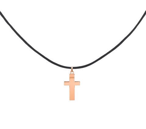 ZILIA Men Cross Gold 14K Thread Necklace