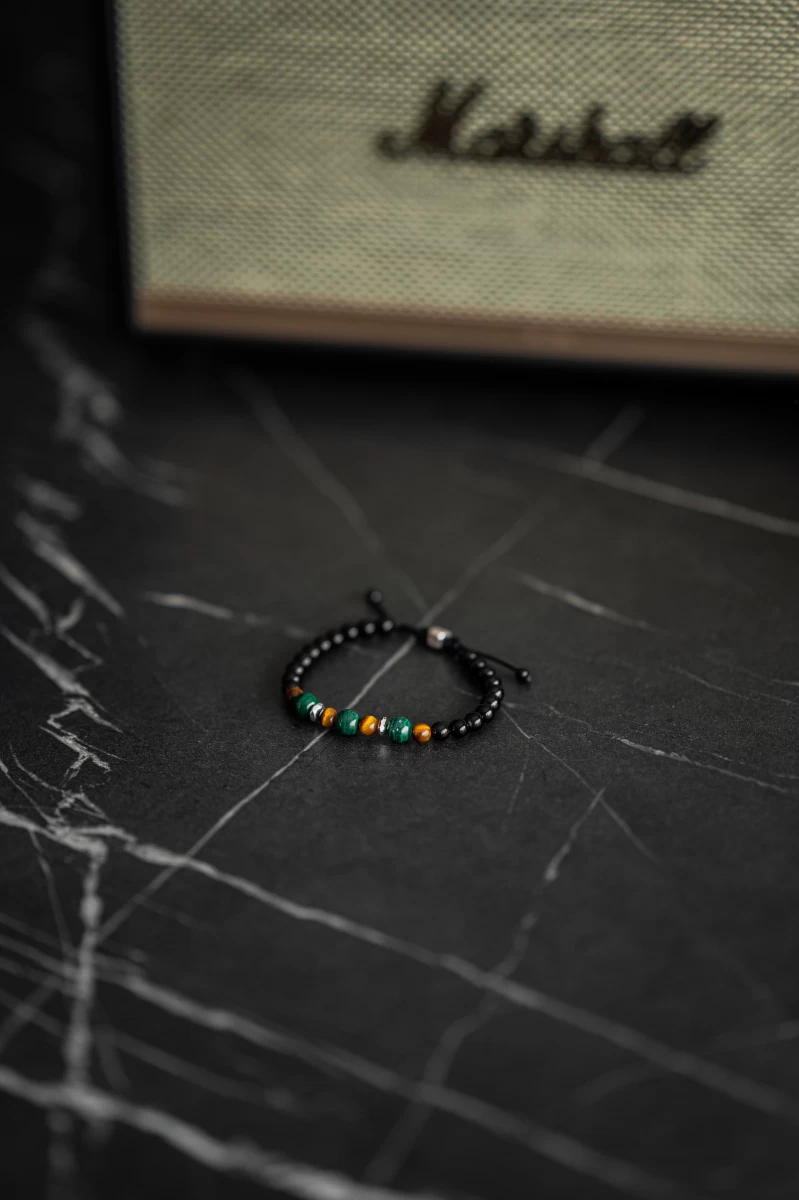 Onix Tiger Eye Malachit Mineral Silver 925 Bracelet