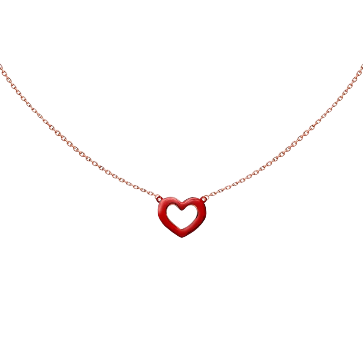 Colourful Porcelain Contour Heart Rose Gold 14k Necklace