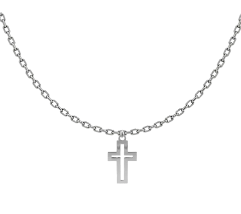 ZILIA Cross Contour Silver 925 Men’s Necklace