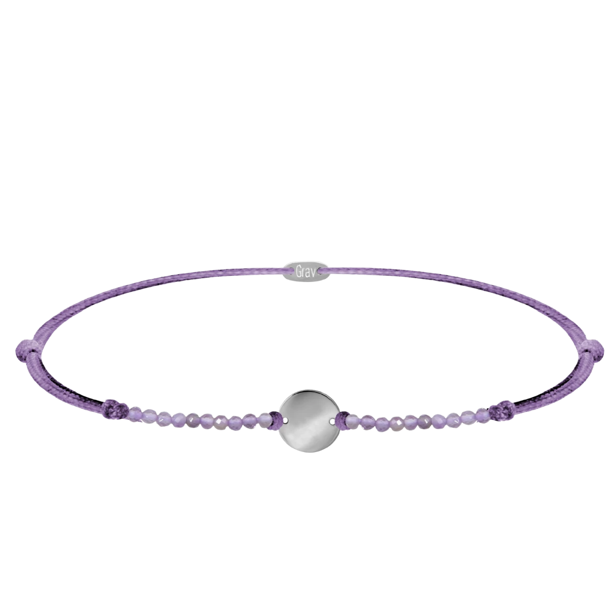 Solid Circle Natural Gemstone Silver Bracelet