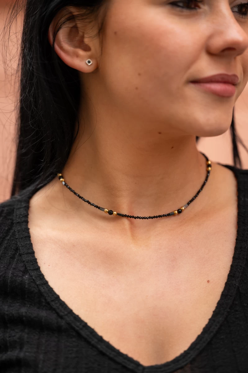 Black Mineral Silver 925 Necklace