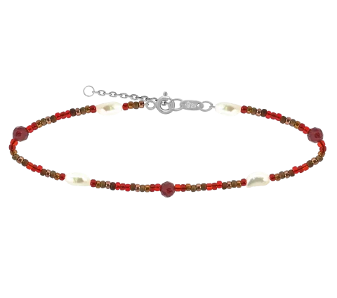 ZILIA Verona Pearl Garnet Mineral Silver 925 Bracelet