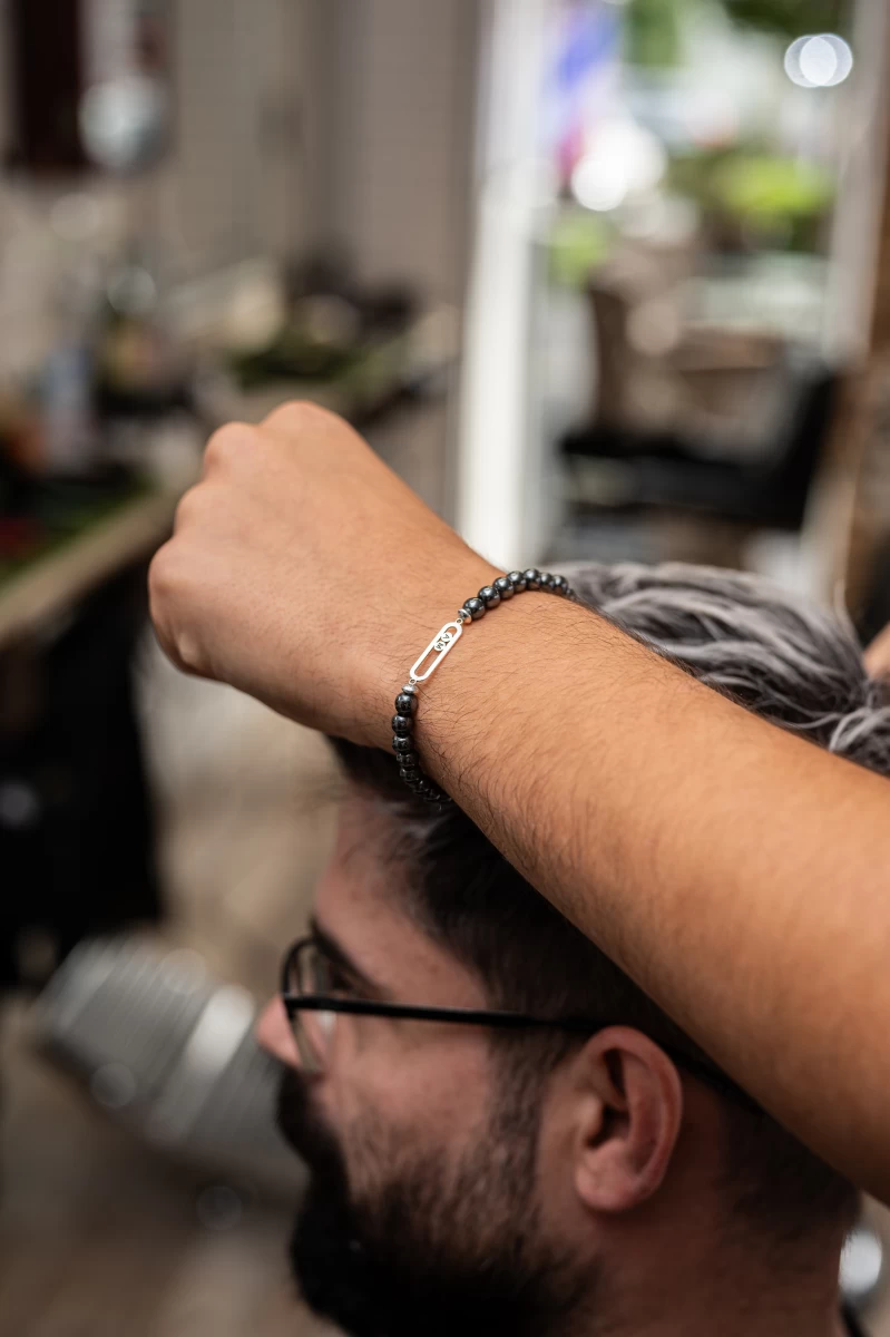 Zilia Clasp for Him Hematite Silver 925 Bracelet
