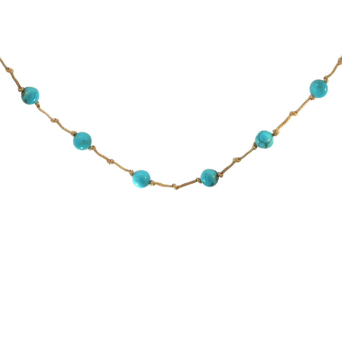 Knotted Silver 925 Thread Necklace With Turquoise Mineral