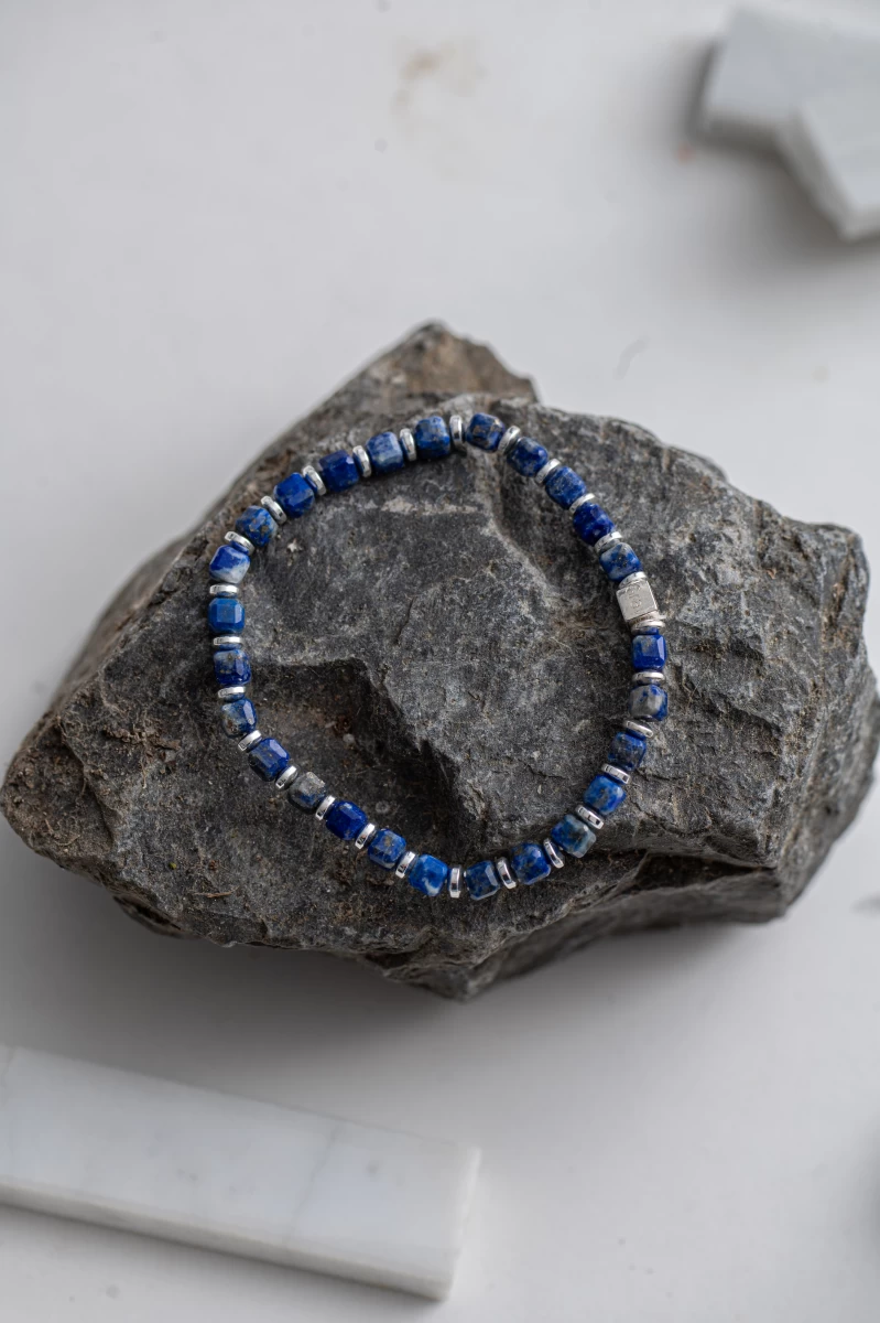 Lapis Hematite Mineral Silver 925 Bracelet