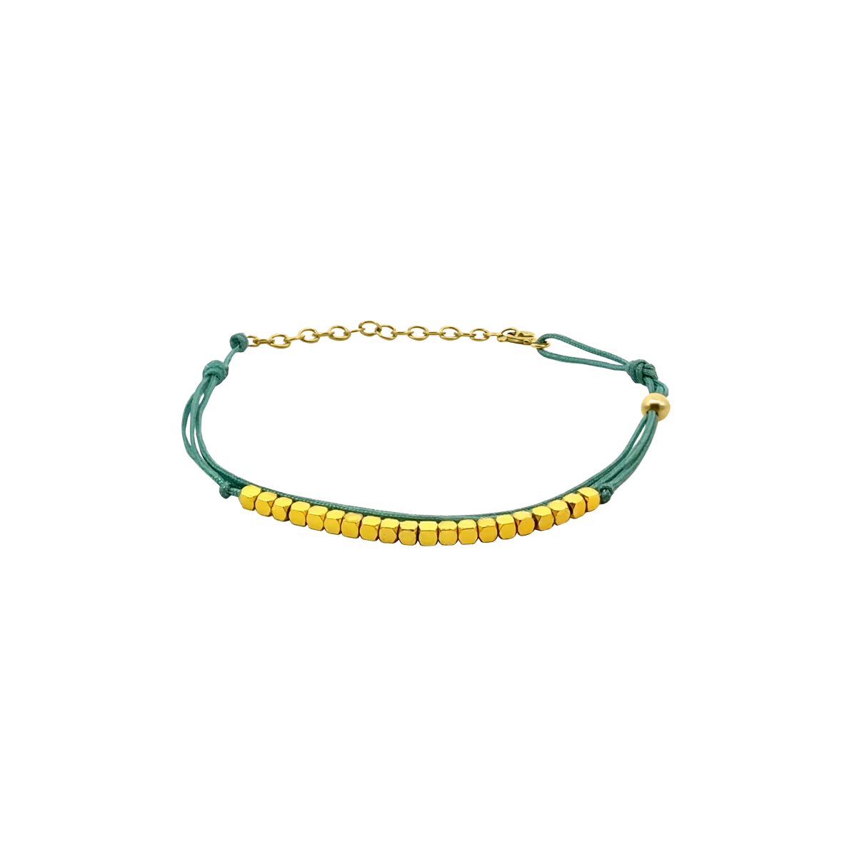 Yellow Gold Color Hematite Cube Silver 925 Bracelet