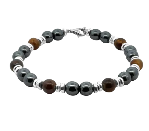 ZILIA Tiger's Eye Men 5 Silver 925 Bracelet