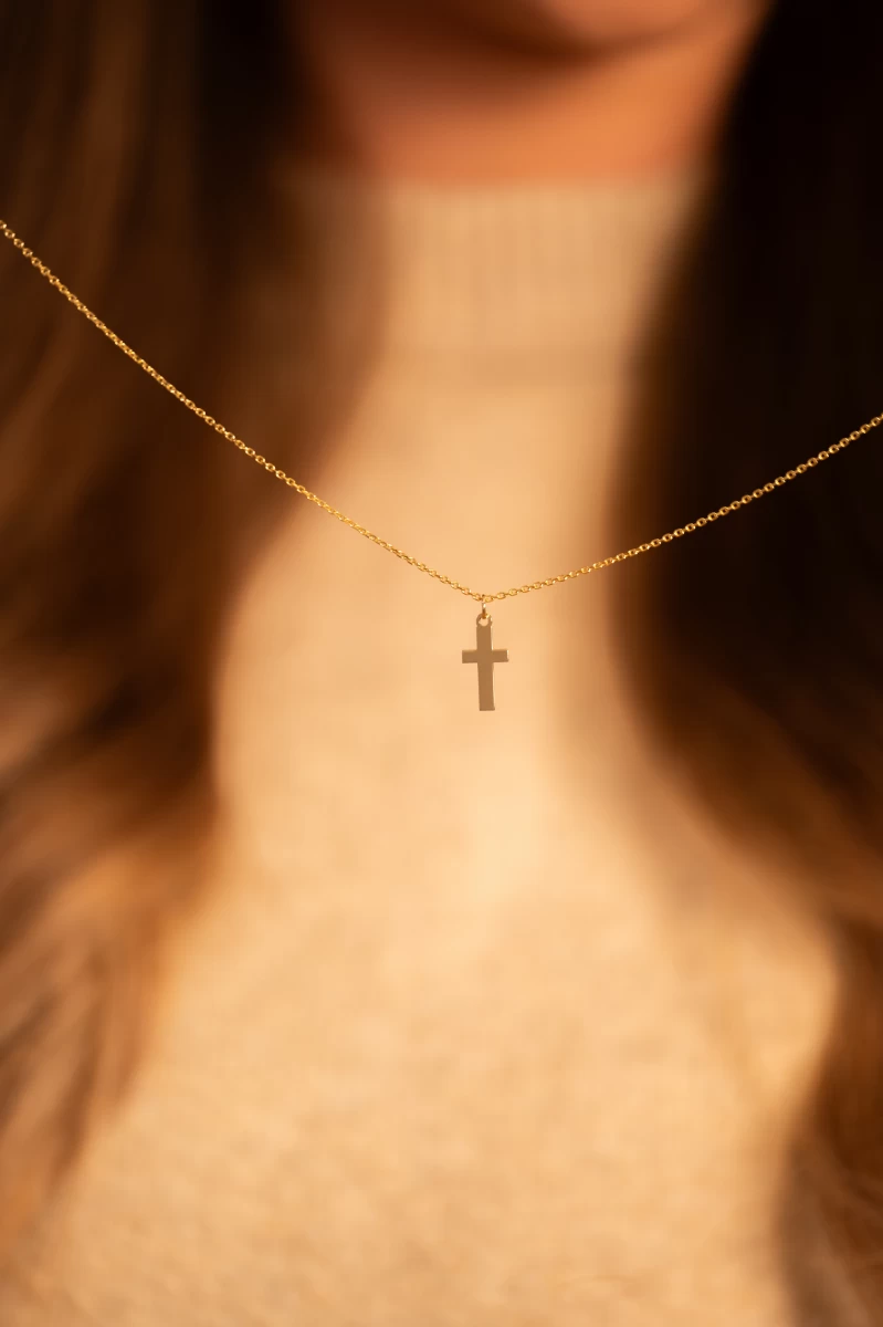 Big Cross Pendant Silver Necklace