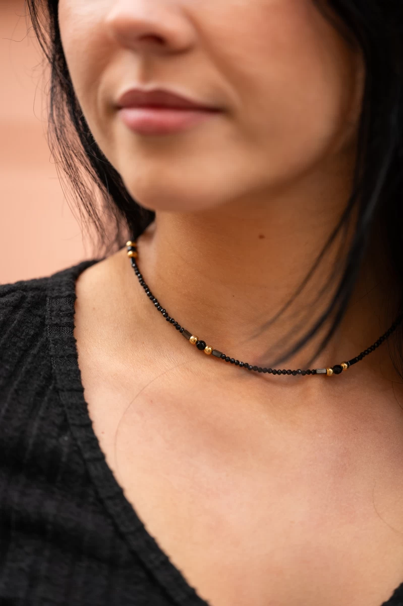 Black Mineral Silver 925 Necklace