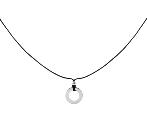 ZILIA Circle Contour Silver 925 Thread Necklace (Engravable)