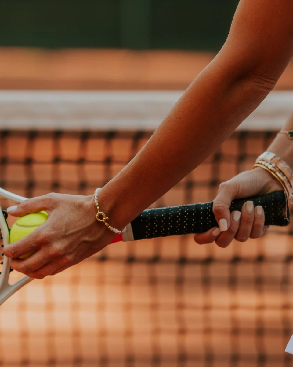 Pearl Bracelet in Yellow Gold Plated 925 Silver with Pink and White Crystals