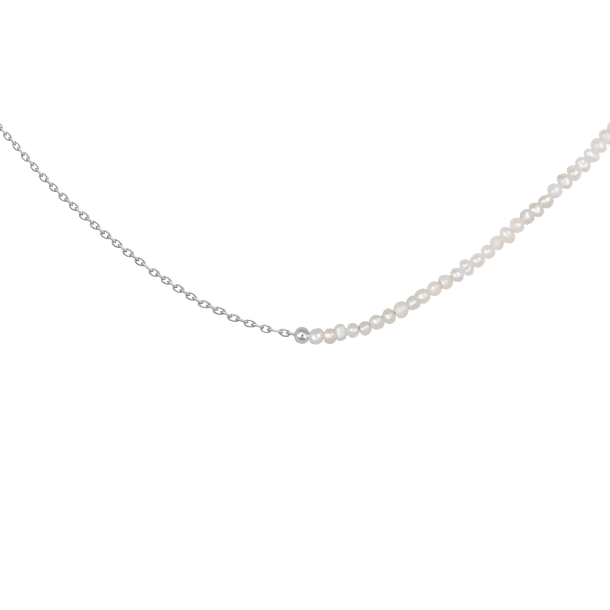 White Pearls Chain Silver Necklace