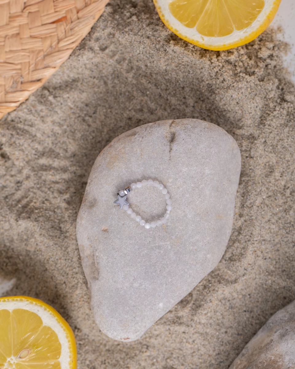 Moonstone Hematite Star Mineral Ring