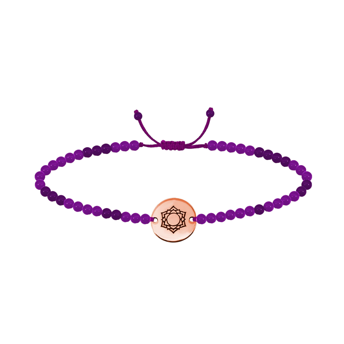Crown Chakra Rose Gold 14K Macrame Bracelet