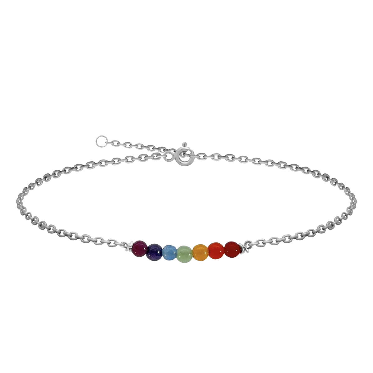 7 Chakra Sterling Silver 925 Anklet