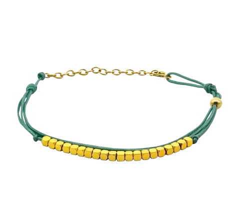 ZILIA Green & Gold Hematite Silver 925 Bracelet