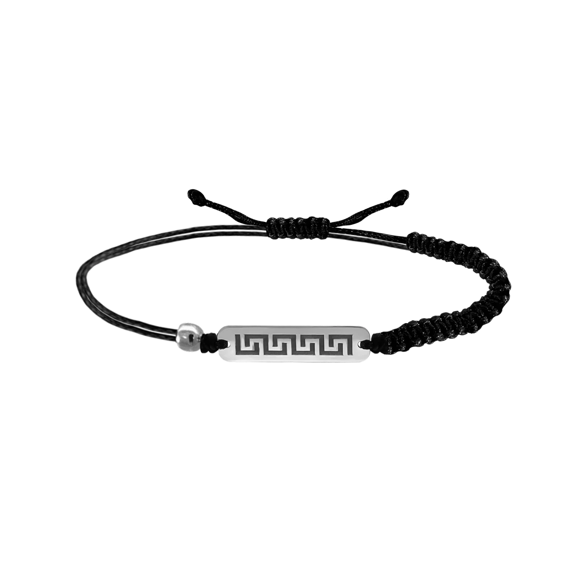 Greek Motif Macrame Silver 925 Men Bracelet