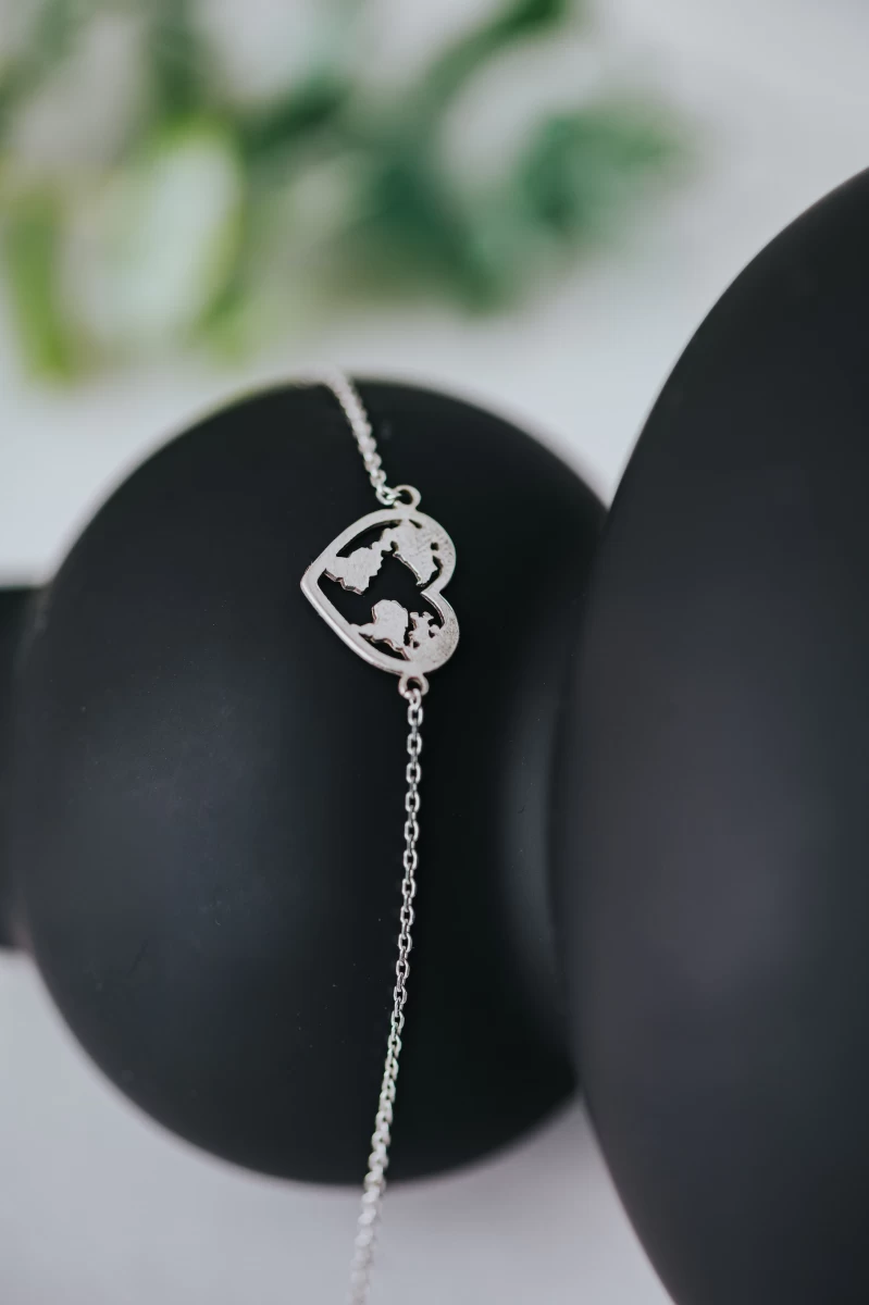 Globe in a Heart Silver Necklace
