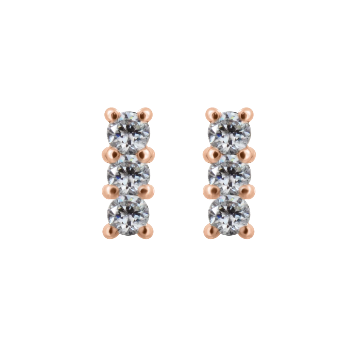 Zircon 3 Gems 14K Rose Gold Earrings