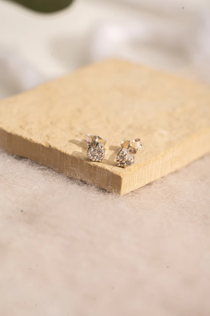 Zircon Gems Heart Rose Gold 14K Earrings