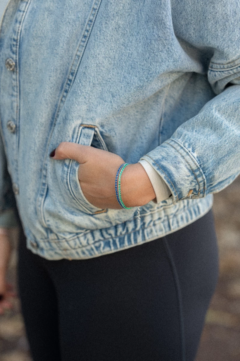 Tennis Blue Zirconia Silver 925 Bracelet