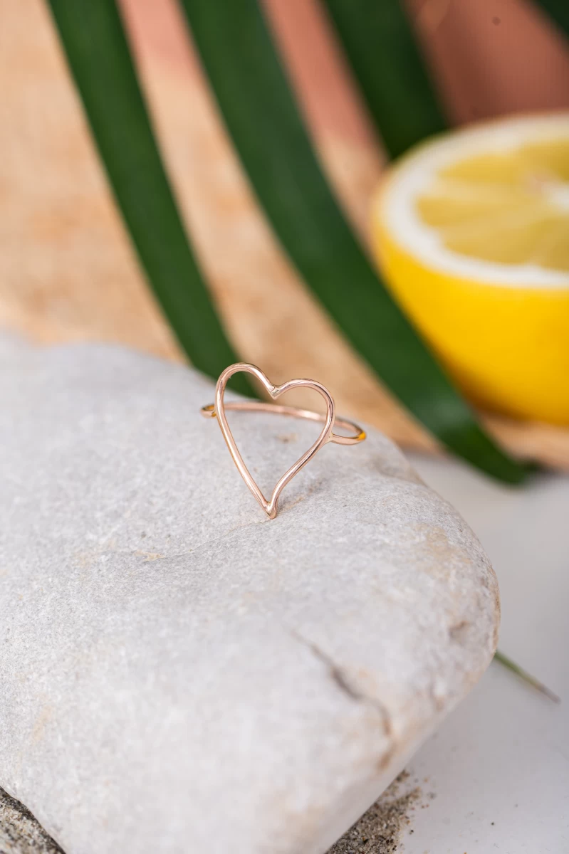 Asymetric Heart Rose Gold 14K Ring