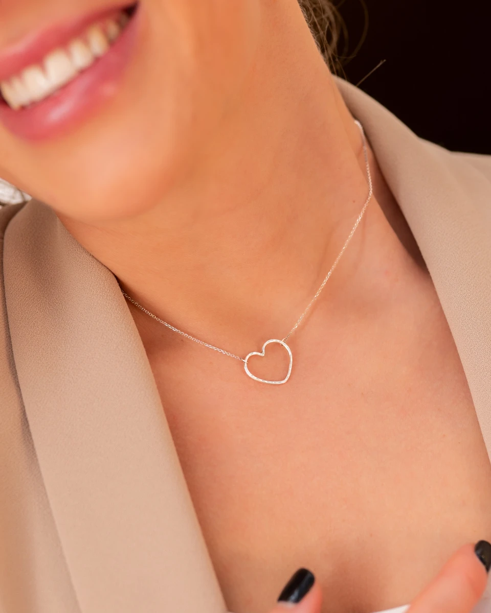 Unique Heart Silver Necklace