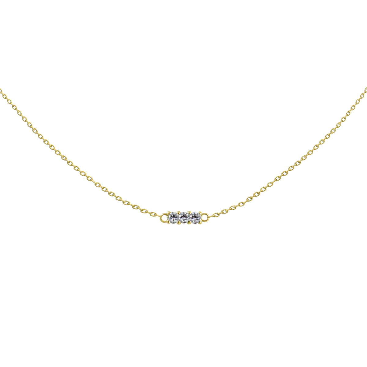 Zircon 3 Gems Yellow Gold 14K Necklace