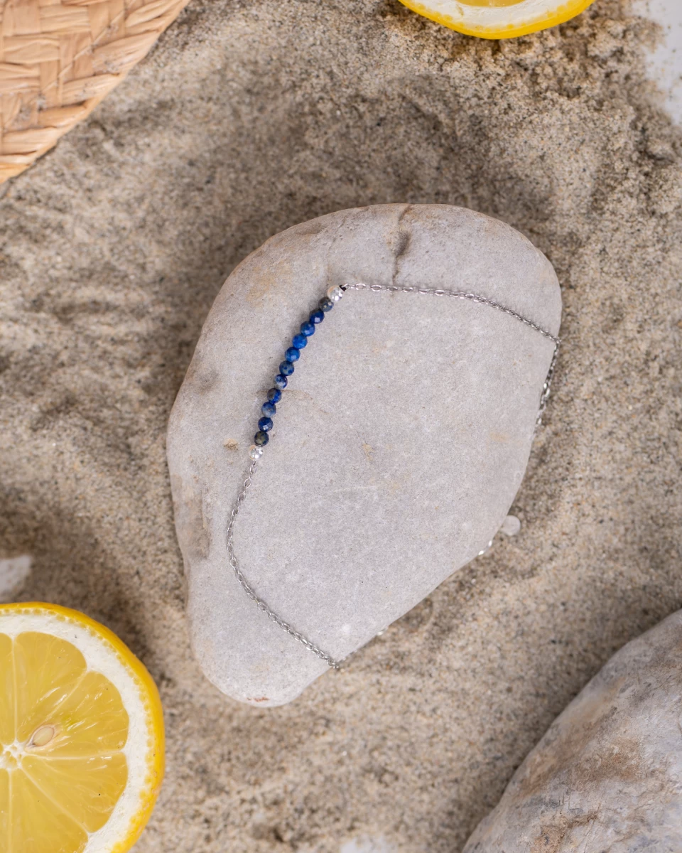 Lapis Lazuli Gemstone Silver 925 Anklet