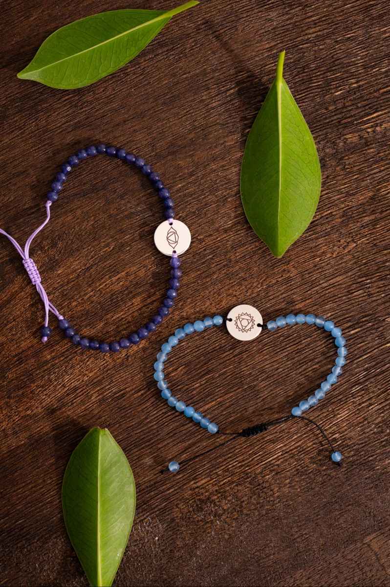 Throat Chakra 14K White Gold Macrame Bracelet