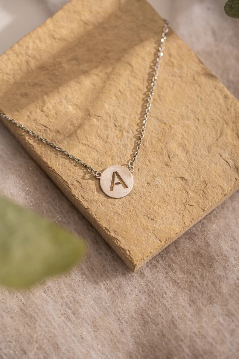 Letter In Circle Silver 925 Necklace