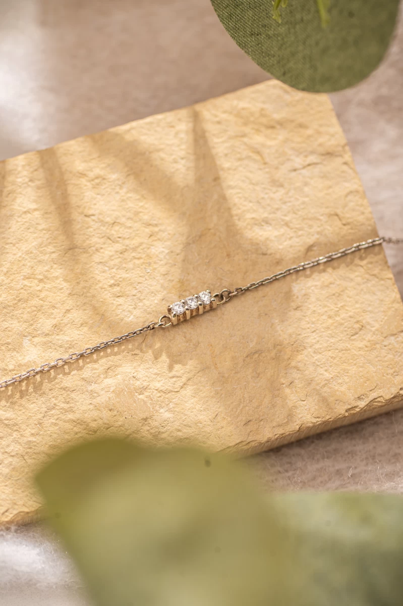 Zircon 3 Gems Silver Bracelet