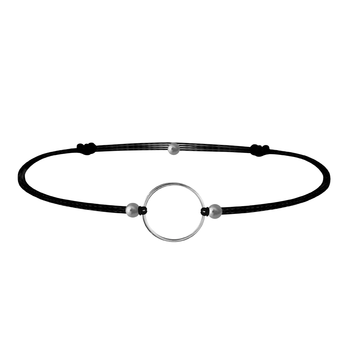Contour Circle with Thread Silver Bracelet