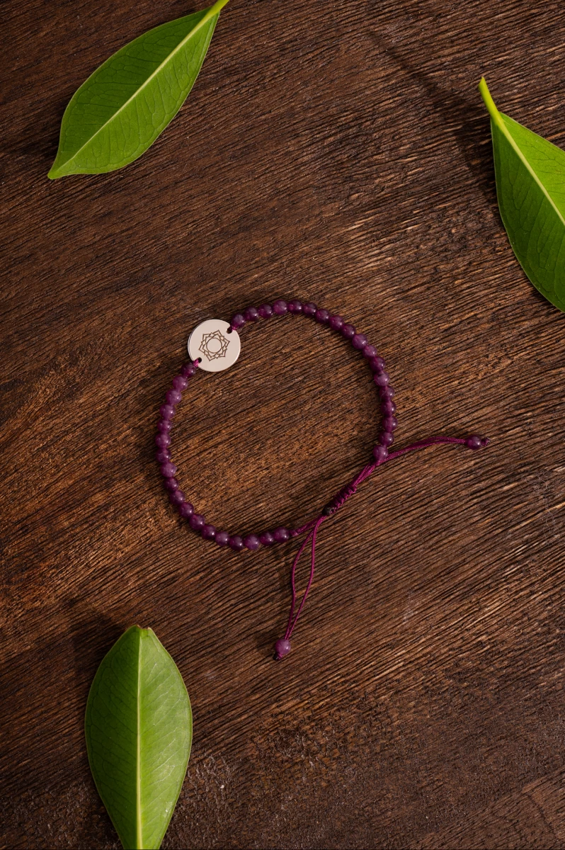 Crown Chakra Rose Gold 14K Macrame Bracelet